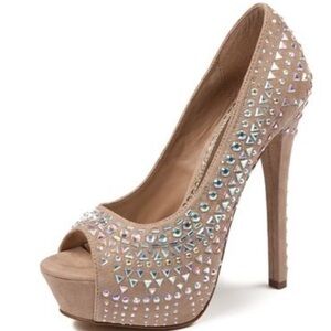 Shi Flash Blush Rhinestone Heels